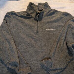 Eddie Bauer Lightweight Fleece 1/4 zip Pullover Men's Grey XXL